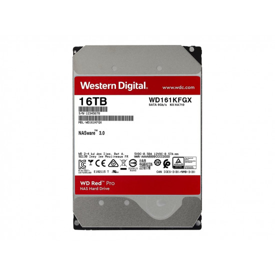 HDD|WESTERN DIGITAL|Red Pro|16TB|SATA 3.0|512 MB|7200 rpm|3,5