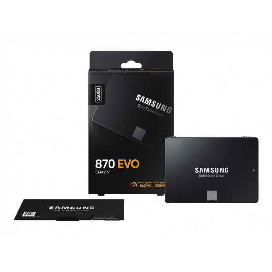 SSD|SAMSUNG|870 EVO|250GB|SATA|MLC|Write speed 530 MBytes/sec|Read speed 560 MBytes/sec|2,5