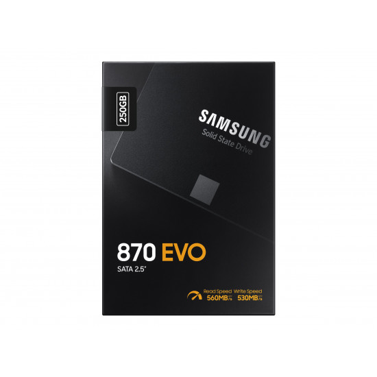 SSD|SAMSUNG|870 EVO|250GB|SATA|MLC|Write speed 530 MBytes/sec|Read speed 560 MBytes/sec|2,5