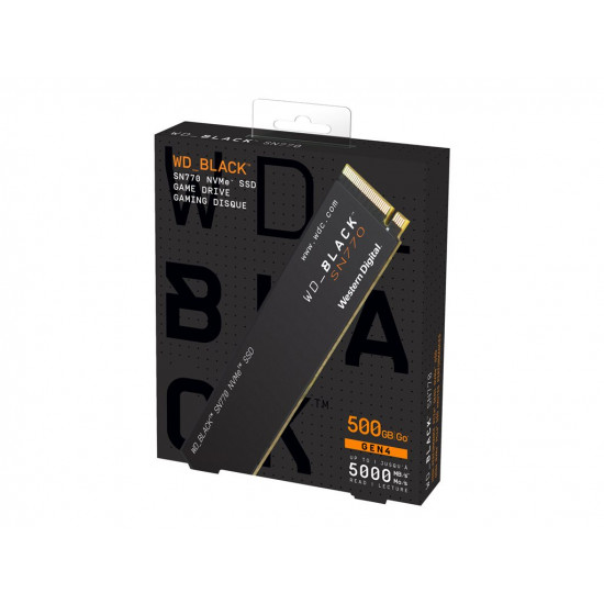 SSD|WESTERN DIGITAL|Black SN770|500GB|M.2|PCIe Gen4|NVMe|Write speed 4000 MBytes/sec|Read speed 5000 MBytes/sec|WDS500G3X0E