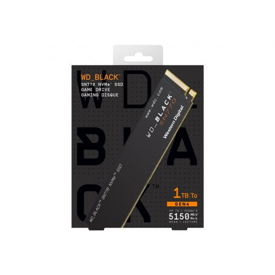 SSD|WESTERN DIGITAL|Black SN770|1TB|M.2|PCIe Gen4|NVMe|Write speed 4900 MBytes/sec|Read speed 5150 MBytes/sec|WDS100T3X0E