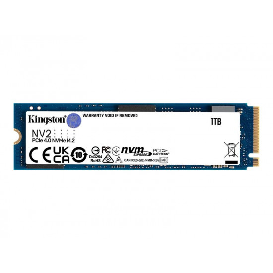 SSD|KINGSTON|NV2|1TB|M.2|PCIE|NVMe|Write speed 2100 MBytes/sec|Read speed 3500 MBytes/sec|2.2mm|TBW 320 TB|MTBF 1500000 hours|SNV2S/1000G