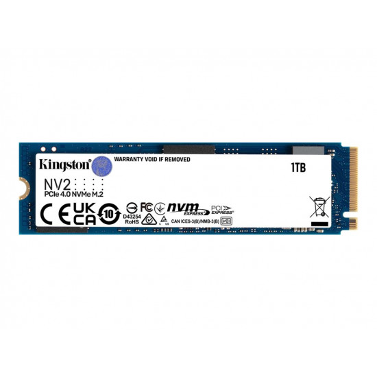 SSD|KINGSTON|NV2|1TB|M.2|PCIE|NVMe|Write speed 2100 MBytes/sec|Read speed 3500 MBytes/sec|2.2mm|TBW 320 TB|MTBF 1500000 hours|SNV2S/1000G