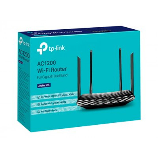 Wireless Router|TP-LINK|Wireless Router|1200 Mbps|Wi-Fi 5|1 WAN|4x10/100/1000M|Number of antennas 4|ARCHERC6V4