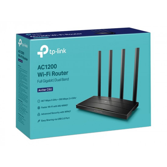 TP-LINK Archer C6U AC1200 Dual band WiFi Gigabit router 4xLAN 1x USB 2.0 VPN Server