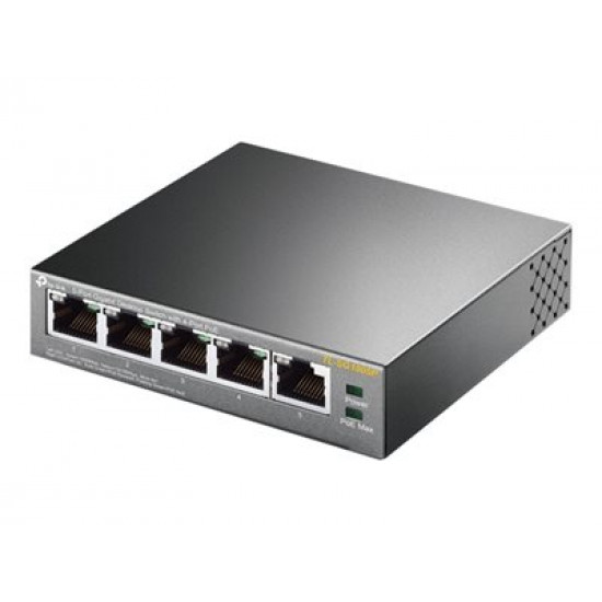 TP-LINK 5-Port Gigabit Desktop Switch with 4-Port PoE 5 Gigabit RJ45 ports including 4 PoE ports 56W PoE Power supply steel case