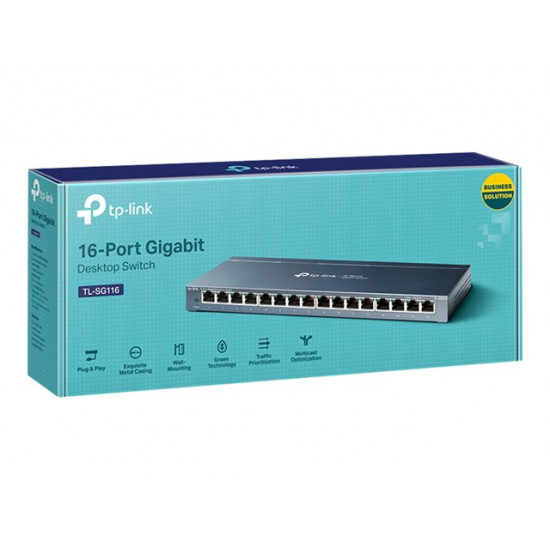 Switch|TP-LINK|Desktop/pedestal|16x10Base-T / 100Base-TX / 1000Base-T|TL-SG116