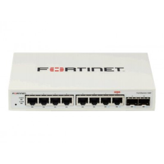 FORTINET FS-108F L2 Switch - 8 x GE RJ45 ports 2 x GE SFP Fanless 12V/3A power adapter of input voltage 100