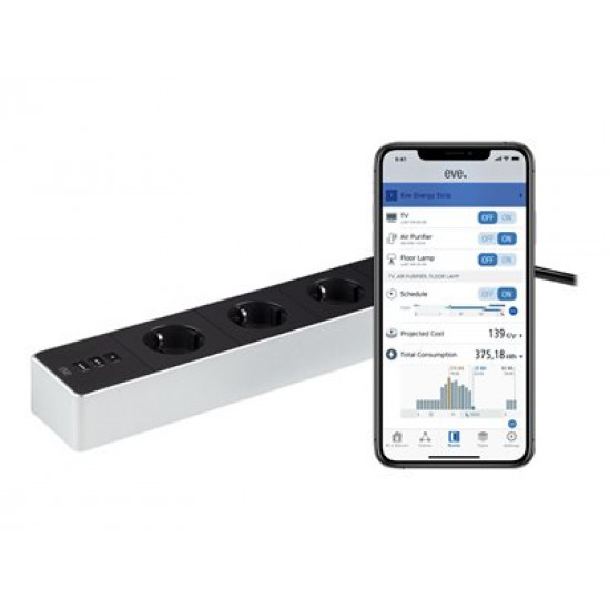 EVE Energy Strip - Connected Triple Outlet for Apple HomeKit