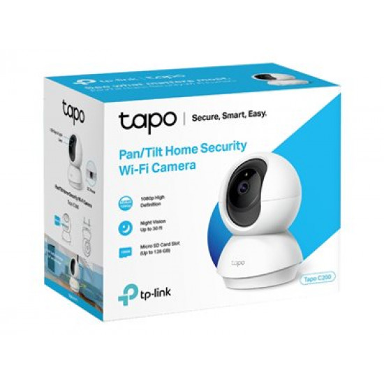 TP-LINK Pan/Tilt Home Security WiFi Camera Day/Night view 1080p FHD Micro SD card storage Up to 128GB H.264 Video 360/114 view angle