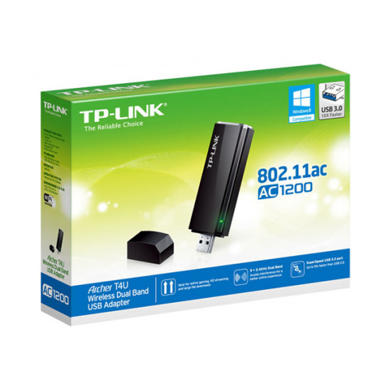 TP-Link AC1200 Wireless Dual Band USB 3.0 Adapter 1200Mbps USB3.0/2.0 300Mbps at 2.4Ghz + 900Mbps at 5Ghz 802.11a/b/g/n/ac, WPA2/WPA