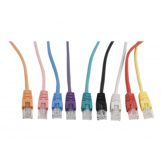 Yellow Patch cord cat 5E molded strain relief 50u plugs, 0.5 m