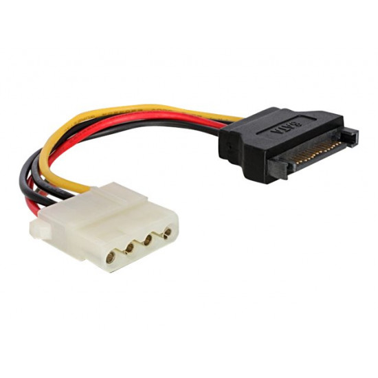 Sata Power Cable 15PIN Male->4PIN Molex 15cm