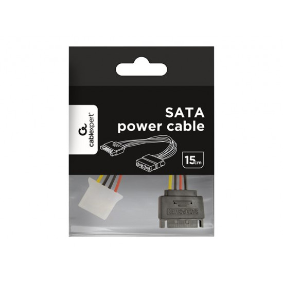 Sata Power Cable 15PIN Male->4PIN Molex 15cm