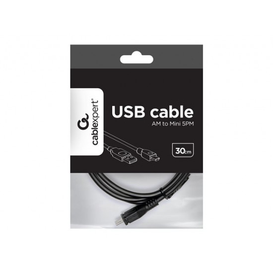 CABLE USB2 AM-MINI 30CM BLACK/CCP-USB2-AM5P-1 GEMBIRD