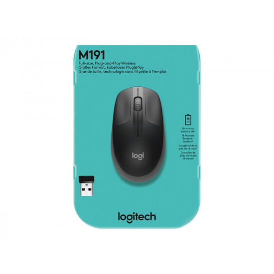 MOUSE USB OPTICAL WRL M190/CHARCOAL 910-005905 LOGITECH