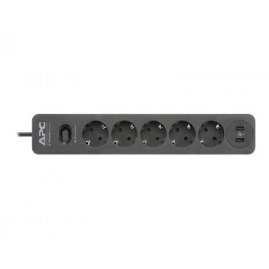 APC Essential SurgeArrest 5 Outlet 2 USB Ports Black 230V Germany