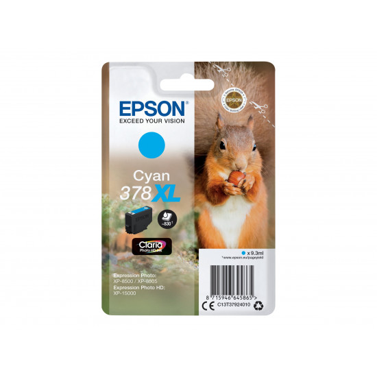 EPSON Singlepack Cyan 378XL Squirrel Clara Photo HD Ink