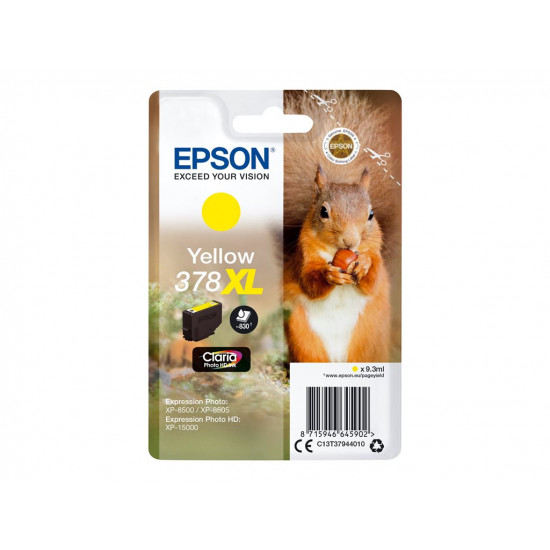 EPSON Singlepack Yellow 378XL Squirrel Clara Photo HD Ink