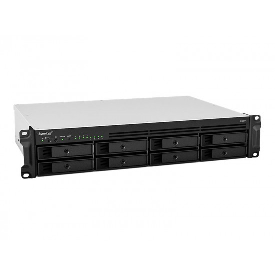 SYNOLOGY RS1221+ 8-Bay NAS-Rackmount AMD Ryzen V1500B 4-core 2.2 GHz 4GB DDR4 up to 32GB RJ-45 4x1GbE 2xUSB 3.2 1xeSATA