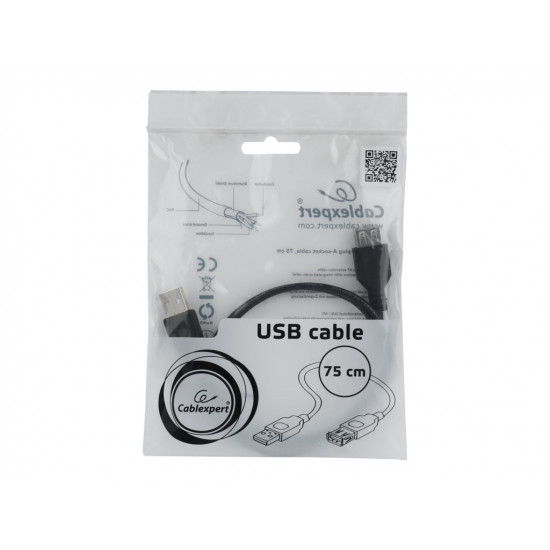 GEMBIRD CC-USB2-AMAF-75CM/300-BK USB 2.0 A - A-socket 75cm cable Black