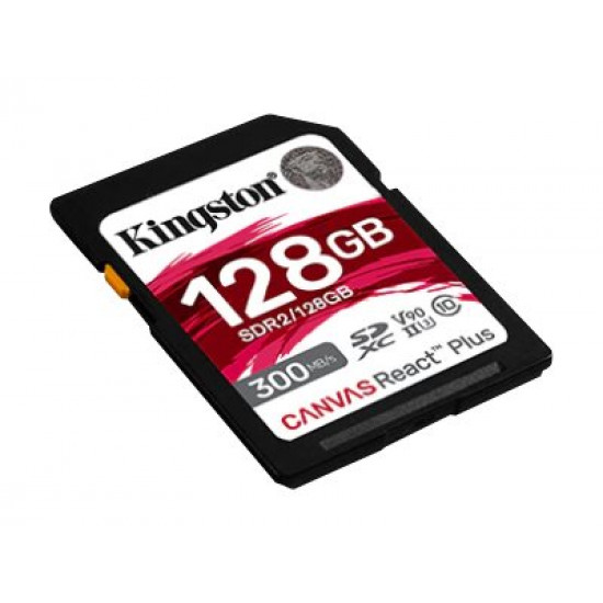 KINGSTON 128GB Canvas React Plus SDXC UHS-II 300R/260W U3 V90 for Full HD/4K/8K