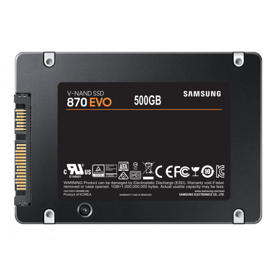 Samsung 870 EVO 500GB SSD, 2.5'' 6.5mm, SATA 6Gb/s, Read/Write: 560 / 530 MB/s