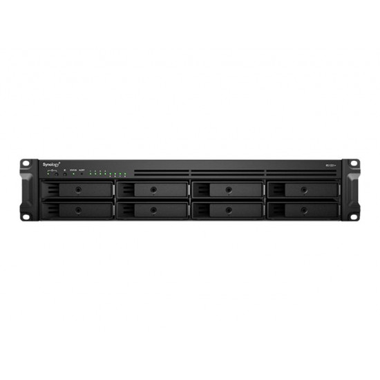 SYNOLOGY RS1221RP+ 8-Bay NAS-Rackmount AMD Ryzen V1500B quad-core 2.2 GHz 4GB DDR4 up to 32GB RJ-45 4x1GbE 2xUSB 3.2 1xeSATA