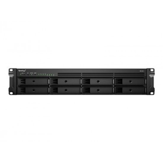 SYNOLOGY RS1221RP+ 8-Bay NAS-Rackmount AMD Ryzen V1500B quad-core 2.2 GHz 4GB DDR4 up to 32GB RJ-45 4x1GbE 2xUSB 3.2 1xeSATA