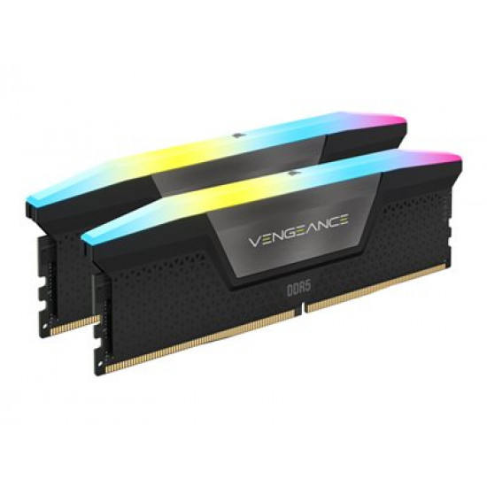 CORSAIR VENGEANCE RGB 32GB 2x16GB DDR5 5600MT/s DIMM Unbuffered 40-40-40-77 XMP 3.0 Black Heatspreader RGB LED 1.25V