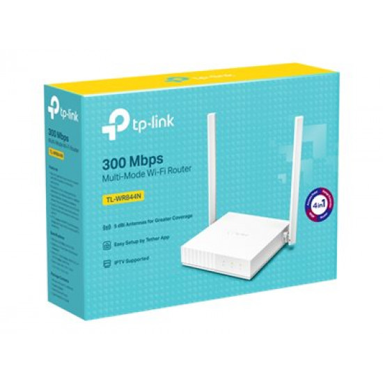 Wireless Router|TP-LINK|Wireless Router|300 Mbps|IEEE 802.11b|IEEE 802.11g|IEEE 802.11n|1 WAN|4x10/100M|Number of antennas 2|TL-WR844N