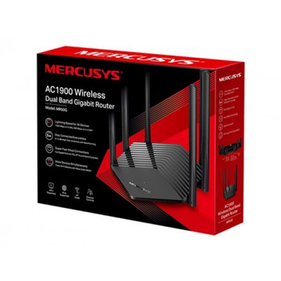 Wireless Router|MERCUSYS|1900 Mbps|1 WAN|2x10/100/1000M|Number of antennas 6|MR50G