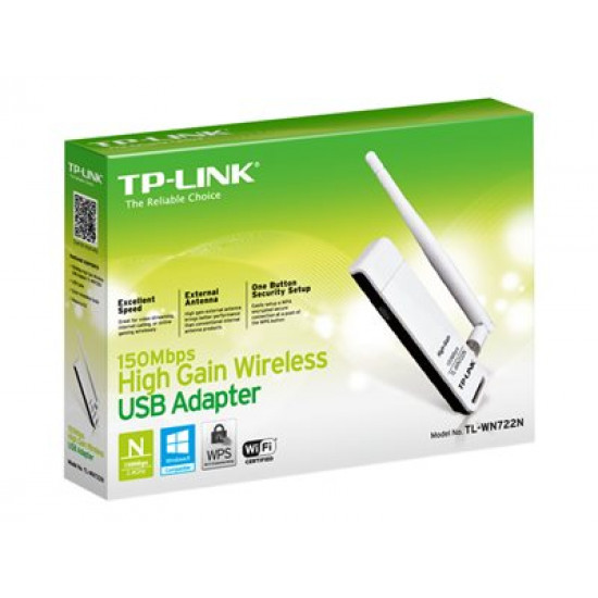 WRL ADAPTER 150MBPS USB HIGH/GAIN TL-WN722N TP-LINK