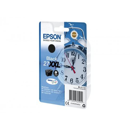 EPSON 27XXL ink cartridge black extra high capacity 34.1ml 2.200 pages 1-pack blister without alarm - DURABrite ultra ink