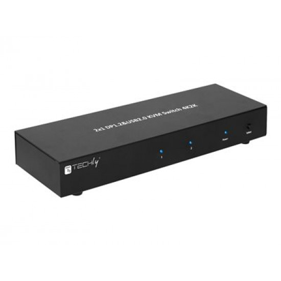 TECHLY 101928 2-port DisplayPort/USB dual-monitor KVM switch 2x1 with audio