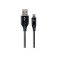 GEMBIRD CC-USB2B-AMCM-2M-BW Premium cotton braided Type-C USB charging and data cable 2m black/white