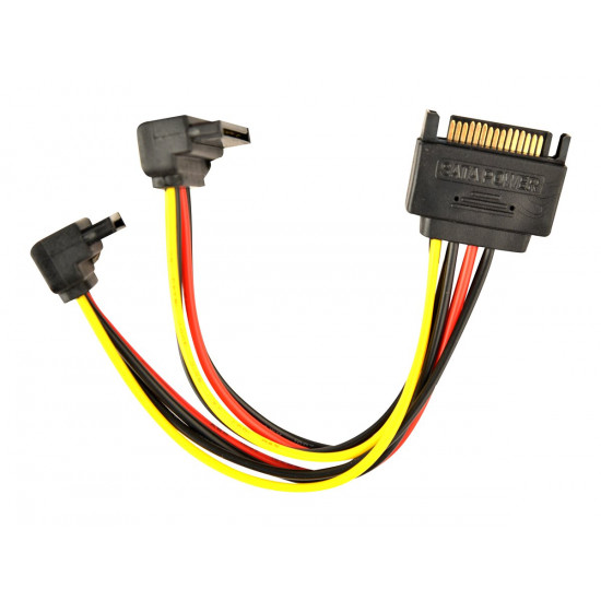 Sata power cable Sata- (M) 2xSATA angled 15cm