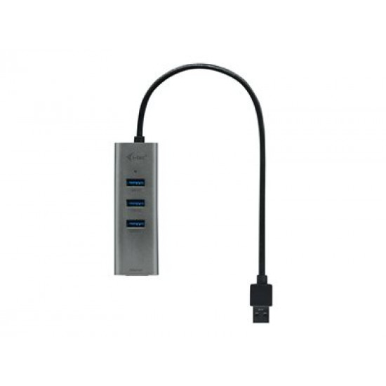 USB 3.0 Metal 3 Port HUB with Gigabit Ethernet Adapter