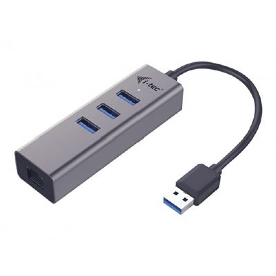 USB 3.0 Metal 3 Port HUB with Gigabit Ethernet Adapter