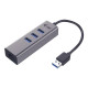 USB 3.0 Metal 3 Port HUB with Gigabit Ethernet Adapter