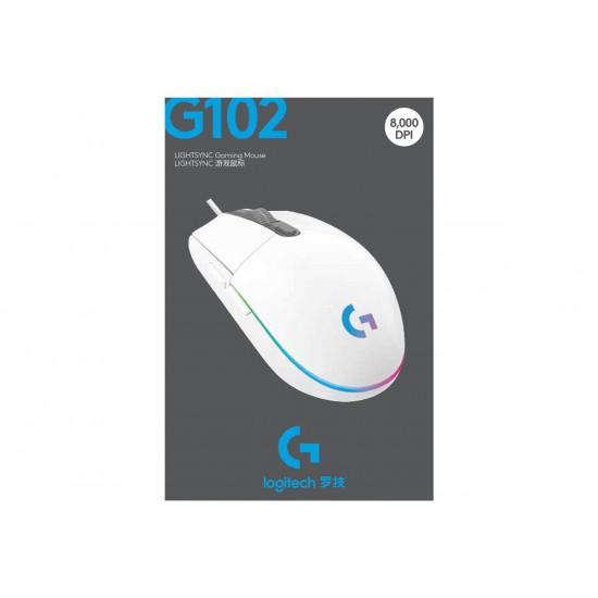 MOUSE USB OPTICAL G102 LIGHTSY/WHITE 910-005824 LOGITECH