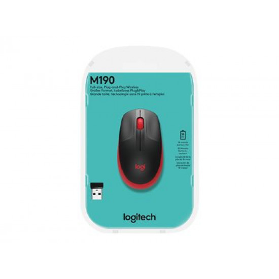 LOGITECH M190 Full-size wireless mouse - RED - EMEA