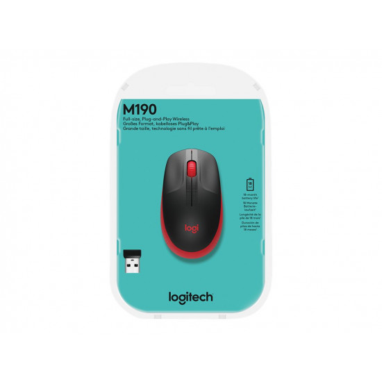 LOGITECH M190 Full-size wireless mouse - RED - EMEA