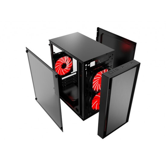 GEMBIRD CCC-FORNAX-960R Gaming design PC case 3 x 12 cm fans red