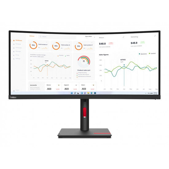 LENOVO ThinkVision T34w-30 34inch WQHD VA 21:9 Monitor HDMI DP