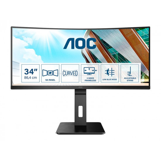 AOC CU34P2A 34inch VA Curved 3440x1440 H/A 150MM 100hz FreeSync Premium ULTRAWIDE USB HUB SPEAKERS DPx1 HDMIx2 VESA 100x100 PRO LINE