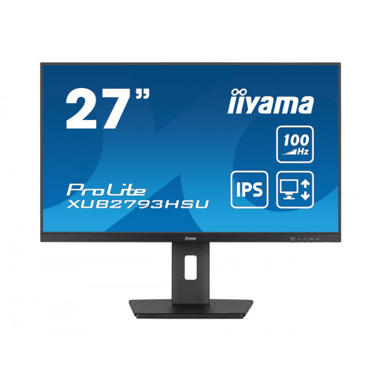 IIYAMA XUB2793HSU-B6 27inch ETE IPS-panel 1920x1080 100Hz 250cd/m 15cm Height Adj. Stand Pivot Speakers HDMI DisplayPort 1ms