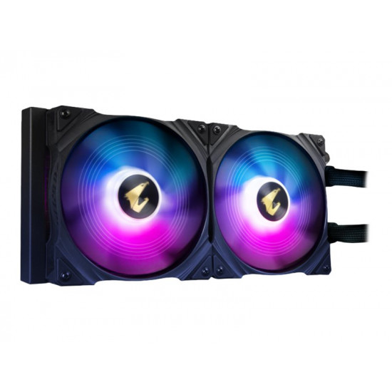 GIGABYTE AORUS WATERFORCE X 280 All-in-one Liquid Cooler with Circular LCD Display RGB Fusion 2.0 Triple 140mm ARGB