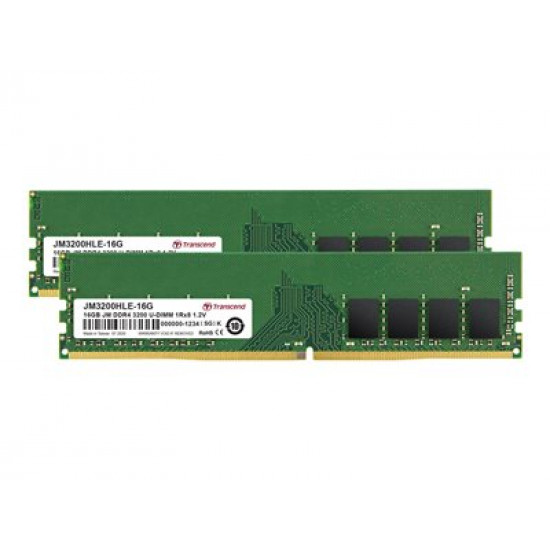 TRANSCEND JetRam 32GB KIT DDR4 3200Mhz U-DIMM 1Rx8 2Gx8 CL22 1.2V