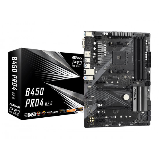 ASROCK B450 PRO4 R2.0 AM4 DDR4 4xSATA 1xM.2 ATX MB